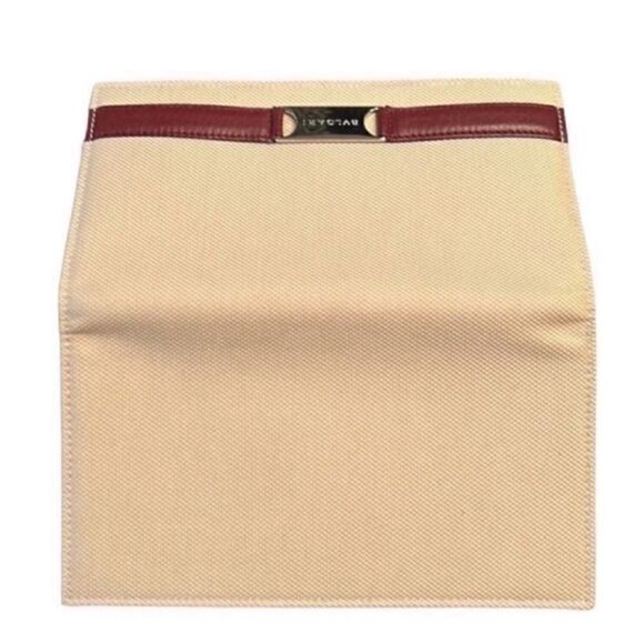 Authentic BVLGARI Canvas/Leather Beige/Plum Long bifold Wallet - Picture 7 of 10